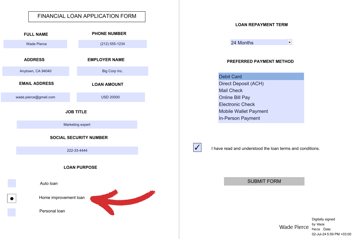 MobiPDF: radio button visual example
